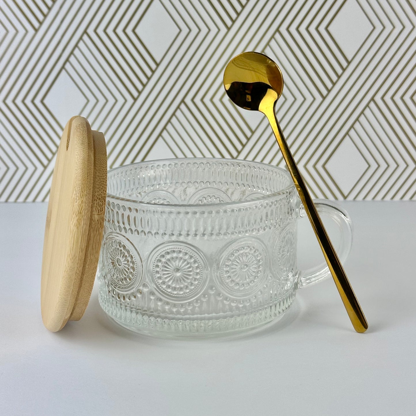 Luxury Emboss Glass Mug Set